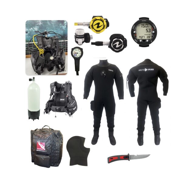Pakketilbud dykkerutstyr, med tørrdrakt