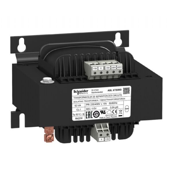 Isolasjonstrafo 230/400 VAC - 115 VAC 63VA